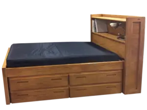 SOLID-END CAPTAIN’S BED w/ BOOKCASE HEADBOARD