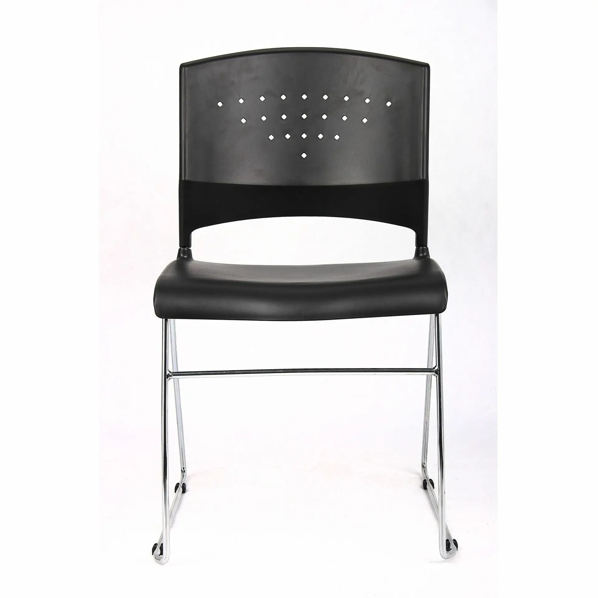 Jess Steel Black Stack Chair With Chrome Frame Gallery Image